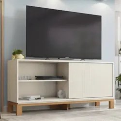 Rack Bancada Para TV 45 Pol 136cm Lucca Off White/Freijó C01 - Mpozena