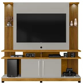Home Theater York LED Ripado Naturalle/Off White - Bechara Móveis