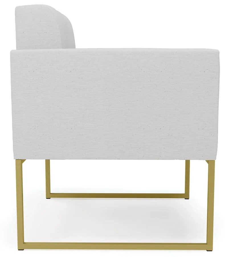 Kit 1 Sofá Namoradeira e 2 Poltronas Elisa Linho Base Metálica Industrial Dourado - D'Rossi - A05 Cinza