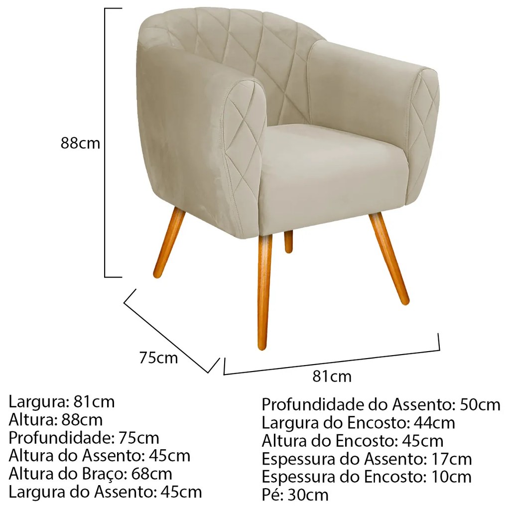 Kit 02 Poltronas Grazi Pés Palito Linho - ADJ Decor
