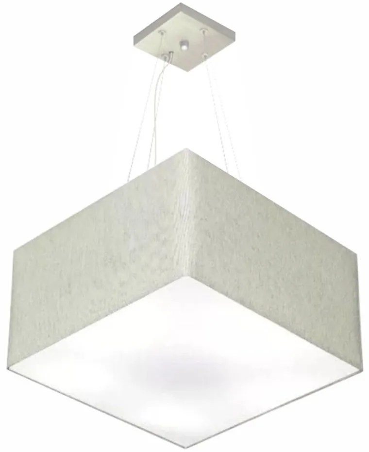 Lustre Pendente Quadrado Vivare Md-4075 Cúpula em Tecido 30/50x50cm - Bivolt