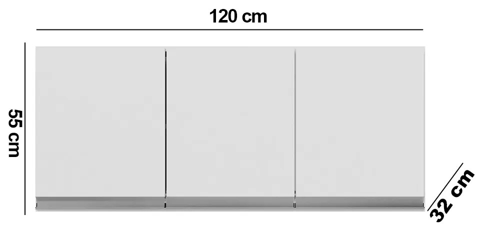 Armário Cozinha Aéreo 120cm 3 Portas Leticia A01 - D'Rossi - Branco