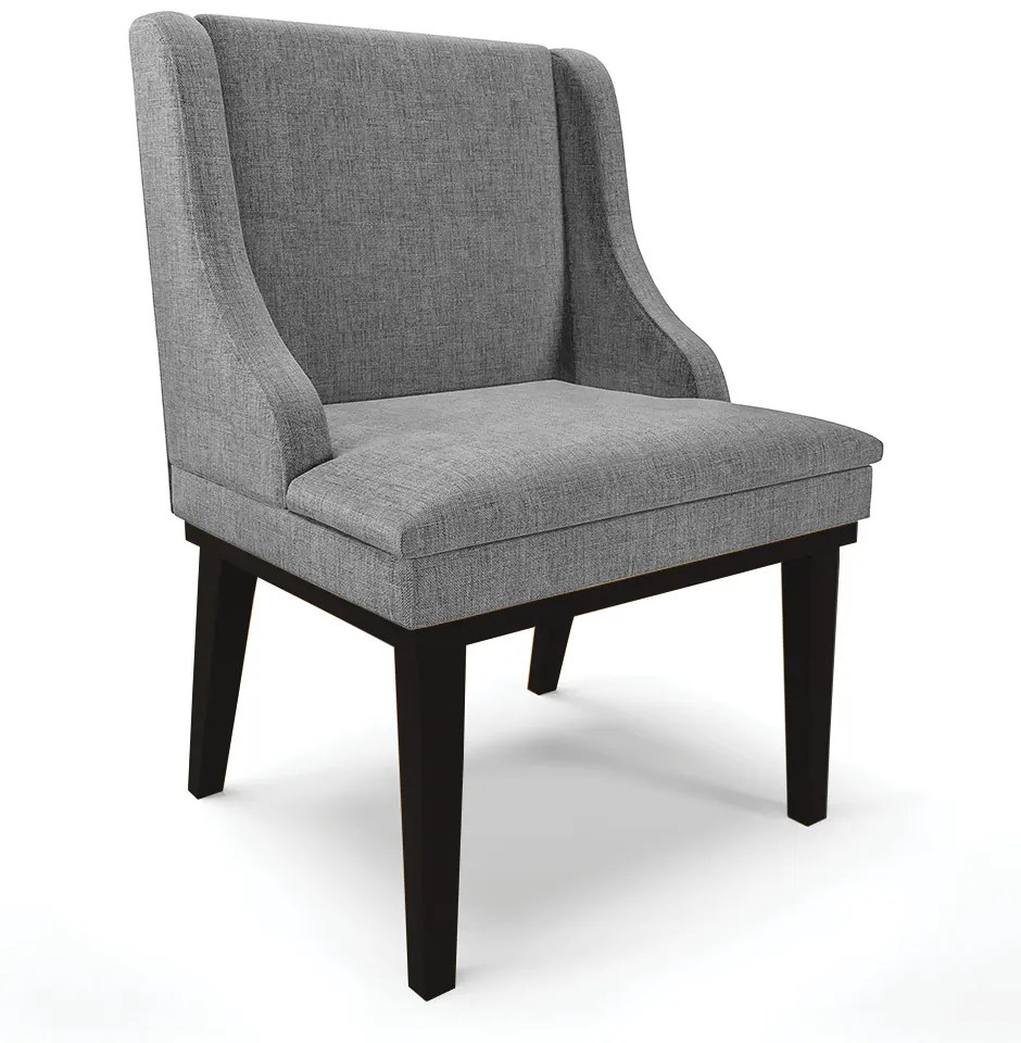 Cadeira de Jantar Liz Linho Grafite A26 Base Fixa Madeira Preto D03 - D'Rossi