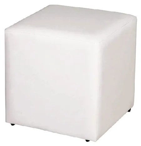 Puff Decorativo Quadrado Corino Branco 45X34X34Cm Orthovida