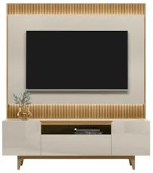Painel Para TV 70 Pol Real e Rack Bancada Safira L06 Tauari/Off White