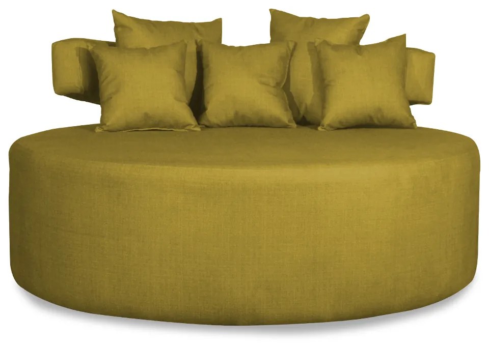 Sofá Chaise Eva Redondo 02 Lugares Suede Amarelo