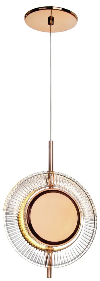 Pendente Sunflower Vertical Ø19X06X28,5Cm 01Xled 5,5W 2700K Metal Alum... (GRAFITE / COBRE BRILHO, 220v)