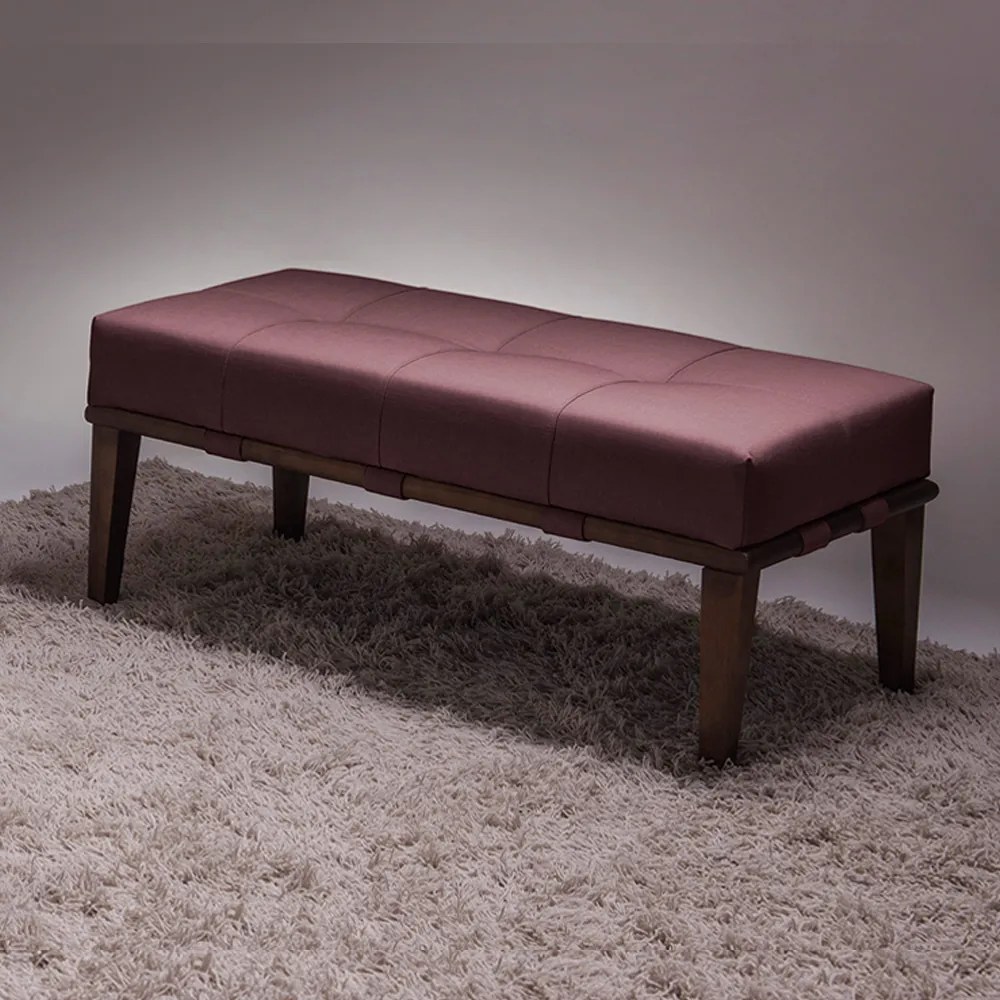 Puff Decorativo 100cm Martínez Veludo Pés Madeira Rosa/Imbúia G62 - Gran Belo