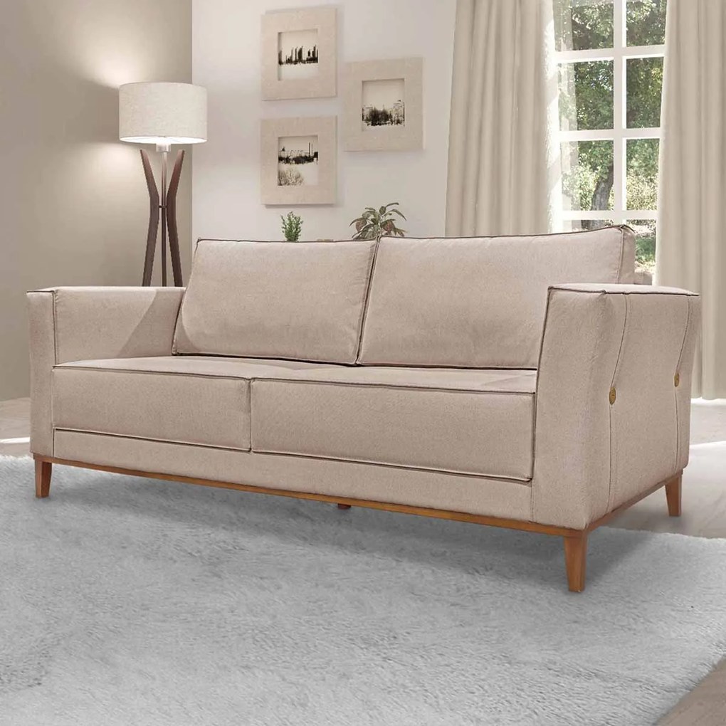 Kit Sofá 2 lugares 170 cm e Poltrona Sala de Estar Recepção Escritório Dinamarca SPZ Linho - ADJ Decor