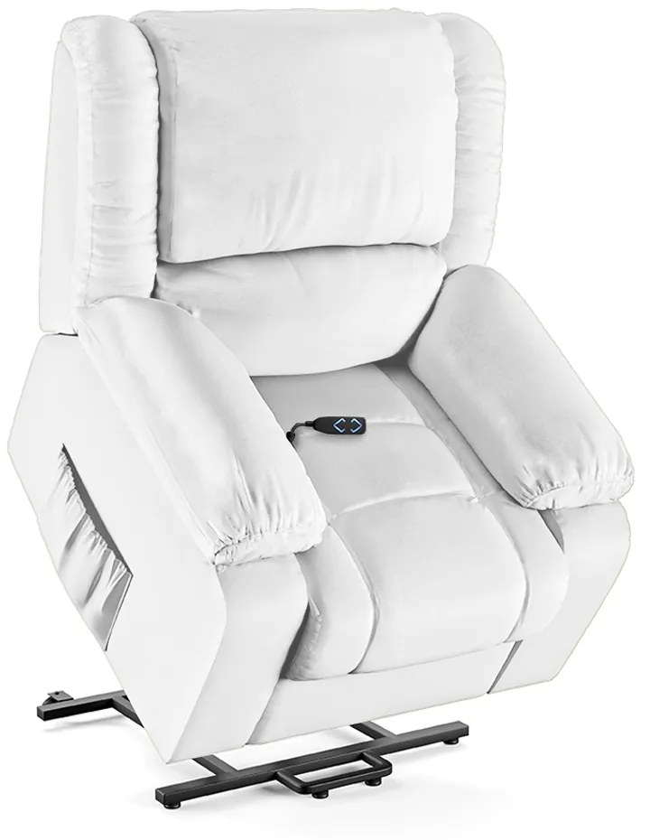 Poltrona do Papai Reclinável Sala de Cinema Madrid Elevação Lift Elétrico PU Branco  G23