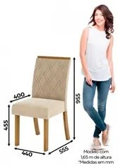 Conjunto Mesa de Jantar Inês Com 4 Cadeiras Vitória H02 Nature/Off Whi