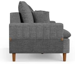 Sofá Living 3 Lugares 200cm com Almofadas Veras D05 Linho Cinza Escuro