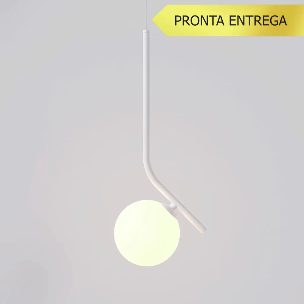 Pendente Angular Globo Ø12Cm C/ Rosca Alumínio 1Xg9 - Qimporta Pd2357 (BRANCO, FOSCO)