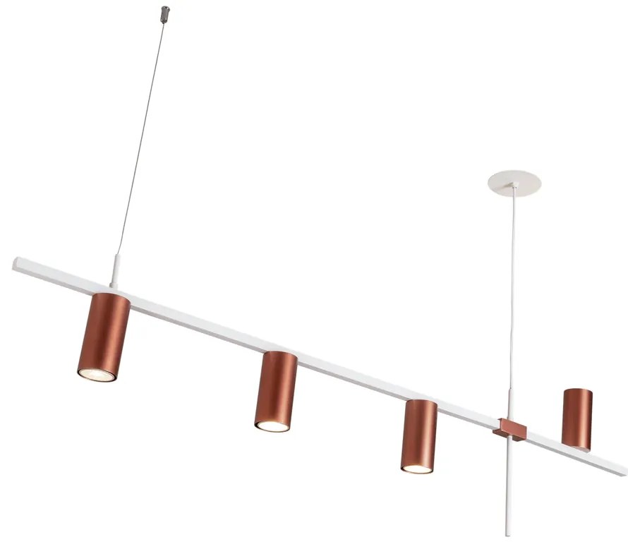 Pendente Sonda 5,7X28X130Cm Focos Assimetricos 4Xmr16 - Usina 16980/4 (BT - Branco Texturizado)