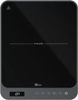 Cooktop de Indução Portátil Fischer 1 Boca Bivolt Touch Screen Cinza Eiger