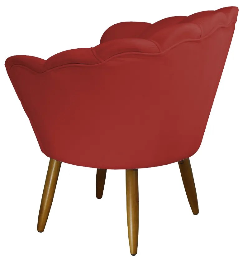 Poltrona Decorativa Pétala Pés Palito Suede Vermelho - Sheep Estofados