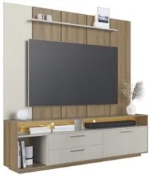 Estante Painel TV 75 Pol com LED 200cm Agrale Mel/Arenas A05 - Mpozena