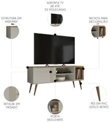 Rack Bancada Para TV 55 Pol 136cm Romeo Off/Nature Z49 - Mpozenato