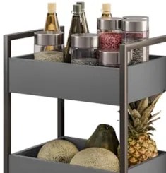 Carrinho Organizador Fruteira 3 Prateleiras Industrial Liss Z34 Grafit