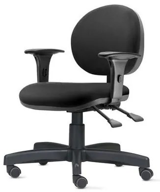 Cadeira 323 com Bracos Assento Crepe Preto Base Metalica - 54491 Sun House