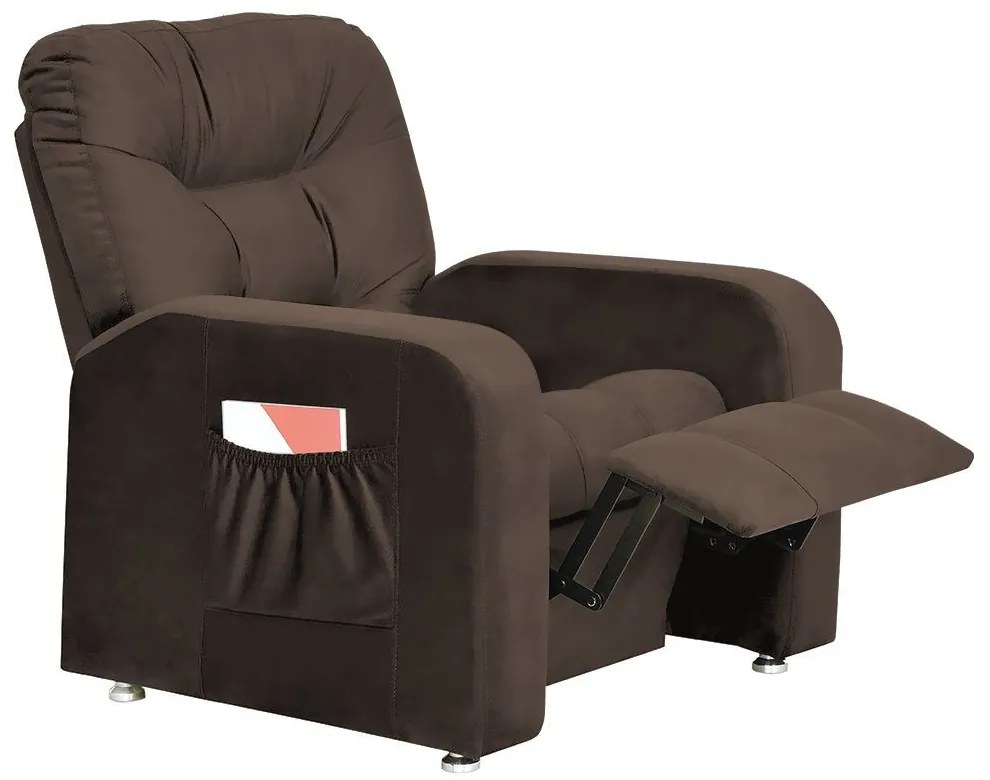 Poltrona do Papai Azera Mx7 Reclinável Suede Marrom - Matrix - Marrom