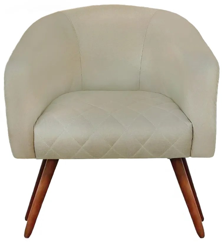 Poltrona Bianca com Tressê Suede Pés Palito Castanho C05 - D'Rossi - Bege