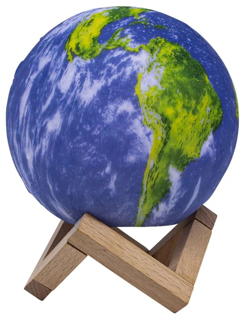 Luminária de Mesa Globo Mundo com Suporte Madeira