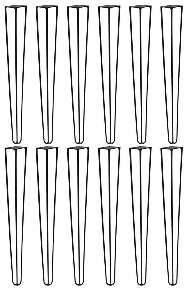 Kit 12 Pés de Metal 60 CM Hairpin Legs Mesa de Canto Aparador Preto G41