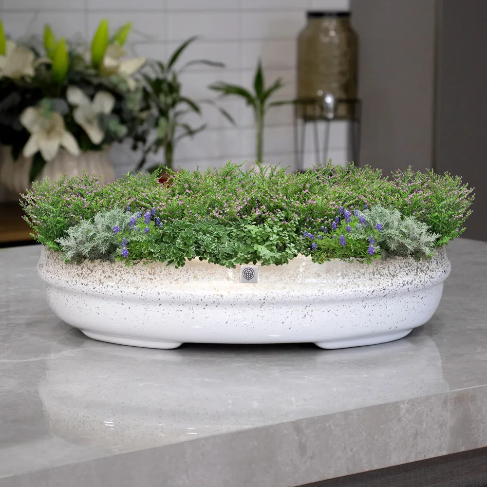 Vaso Bacia Decorativo Osaka Branco Gold Vietnamita 11,5x44x36 Cm - D'Rossi