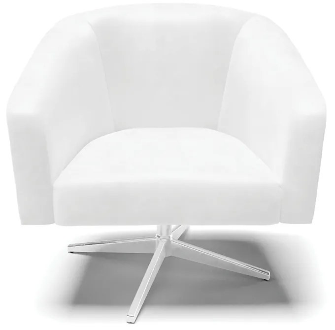 Poltrona Decorativa Giratória Cromada Kit 2 Stella Sintético PU D03 - D'Rossi - Branco