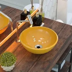 Cuba Pia de Apoio para Banheiro Redonda Bowl 35 C08 Amarelo - Mpozenat