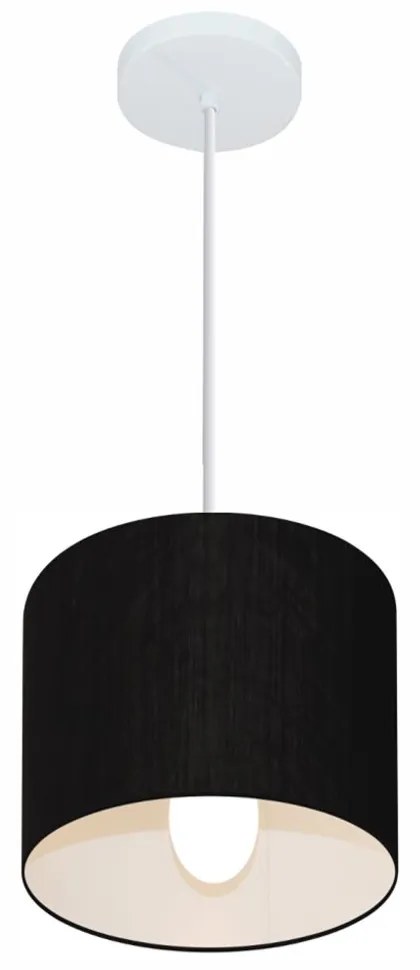 Lustre Pendente Cilíndrico Md-4046 Cúpula em Tecido 18x18cm Preto - Bivolt