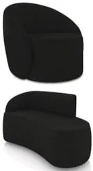 Sofá 2 Lugares 140cm Wendi e Poltrona Steve Suede Preto I01 - Mpozena