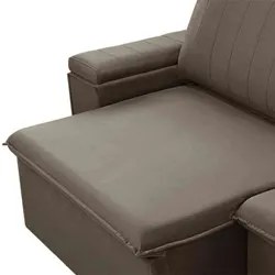 Sofá Retrátil Reclinável 3 Lugares 245cm Baluart F05 Veludo Castor - M