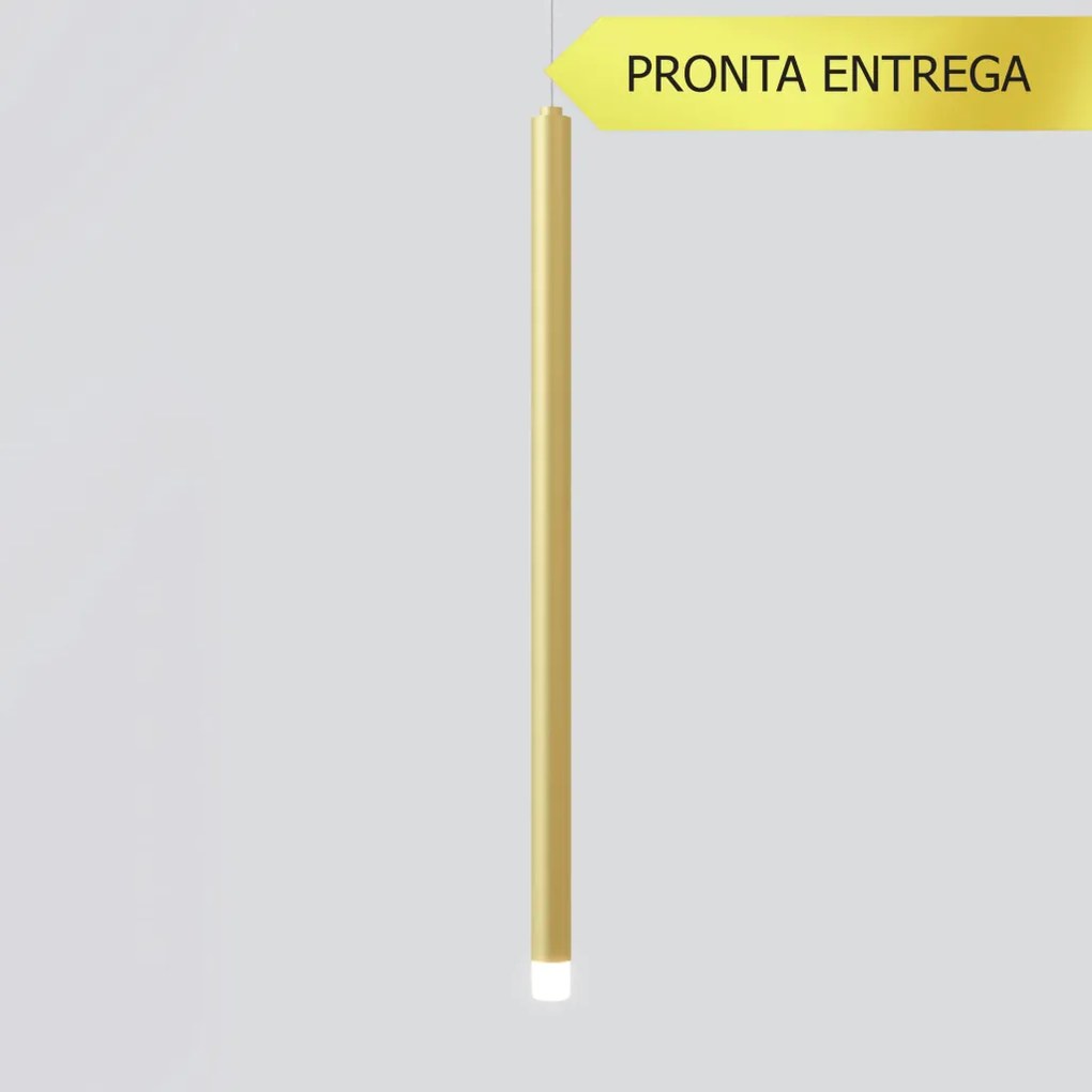 Pendente Tubo Ø2,9X50Cm Ponteira Acrílico 1Xled 5W - Qimporta Pd2316 (PRETO, 110v)