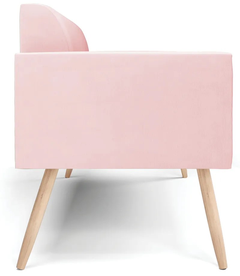 Sofá Namoradeira Pés Palito Natural Marisa Suede D03 - D'Rossi - Rosa Bebê