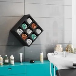 Nicho Decorativo Porta Toalha Barbearia Preto   - AJL Móveis