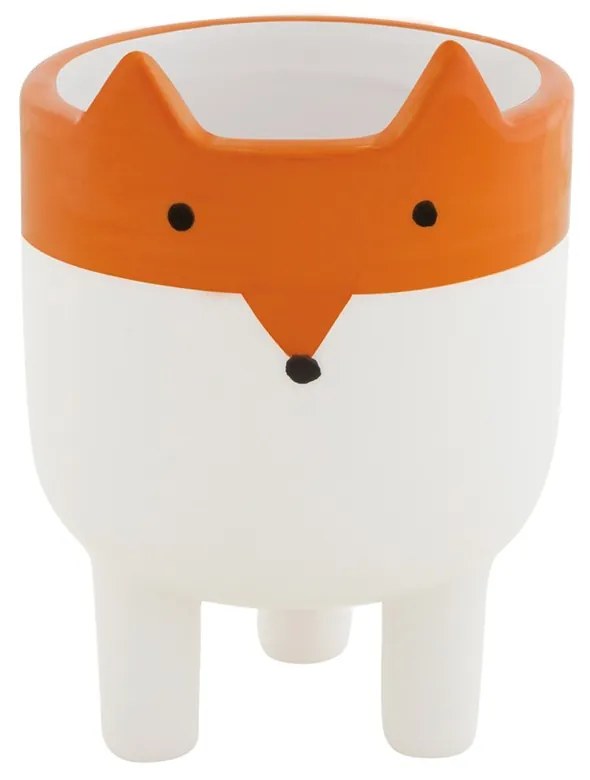 Cachepot "Raposa" Branco E Laranja em Cerâmica 15x10 cm - D'Rossi