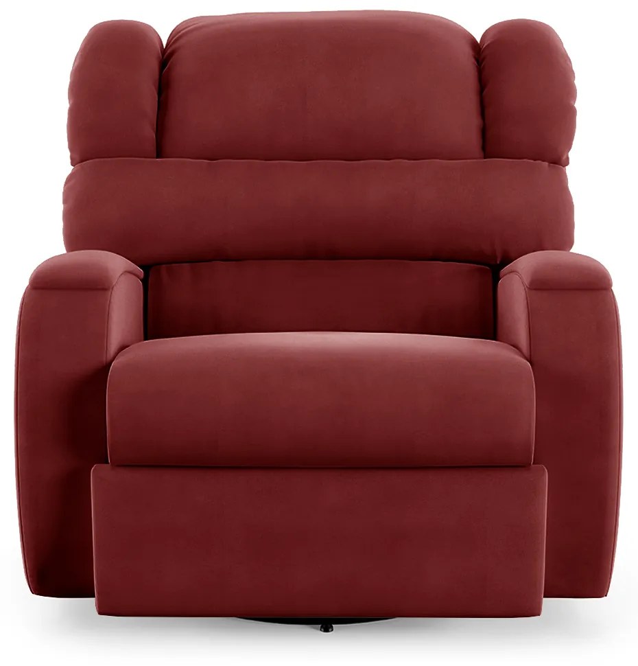 Poltrona do Papai Sala de Cinema Reclinável Kylie Glider Manual Giratória USB Veludo Vermelho G23