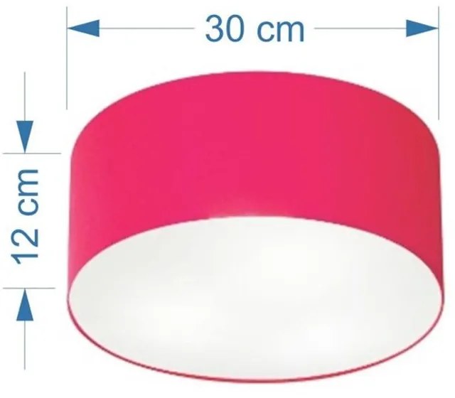 Plafon Cilíndrico Md-3010 Cúpula em Tecido 30x12cm Rosa Pink - Bivolt