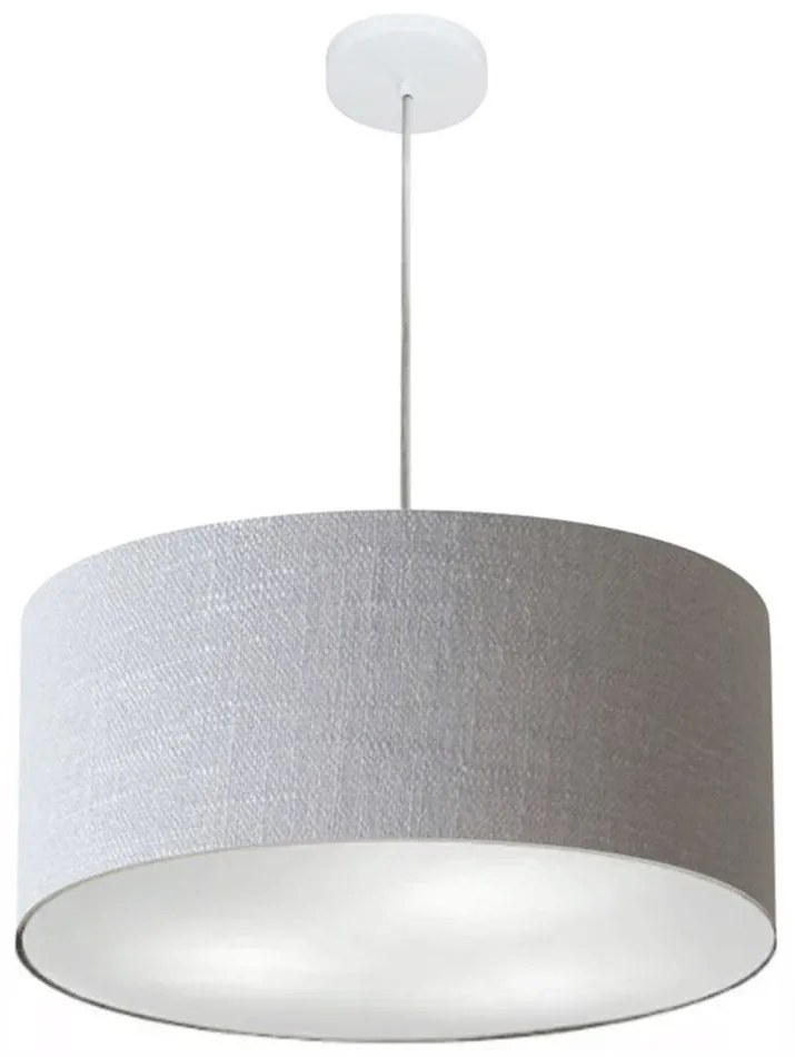 Lustre Pendente Cilíndrico Md-4049 Cúpula em Tecido 50x21cm Rustico Cinza - Bivolt
