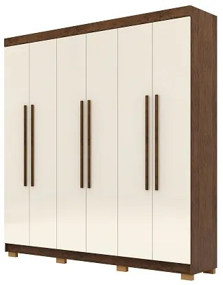 Guarda Roupa Elegance 6 Portas Imbuia/Champanhe - Vila Rica Móveis