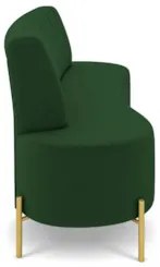 Sofá 2 Lugares 160cm Pés Aço Dourado Tamar Veludo Verde Z08 - Mpozenat