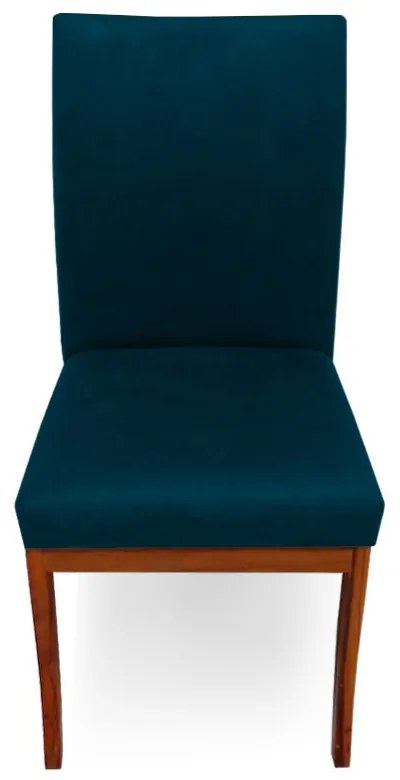 Conjunto 4 Cadeiras Raquel para Sala de Jantar Base de Eucalipto Suede Azul Marinho