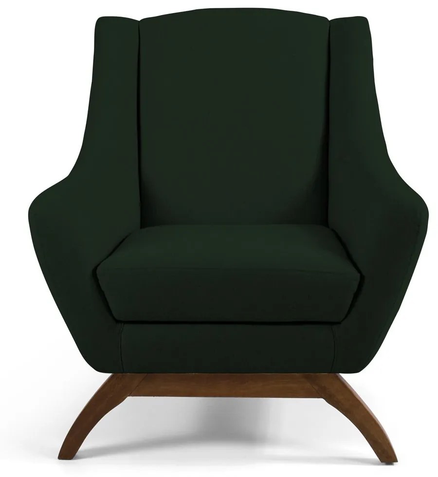 Kit 02 Poltronas Decorativas Sala de Estar Base de Madeira Naomi Veludo Verde Musgo G15 - Gran Belo