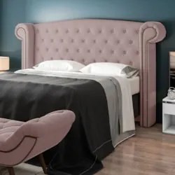 Cabeceira Cama Box Casal King 195cm Provença Z37 Veludo Rosê - Mpozena