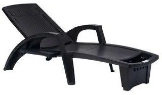 Espreguiçadeira Sole Reclinável Preta em Polipropileno com Proteção UV Pisani