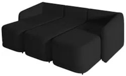 Sofá Cama Casal para Sala 276cm Polska Z08 Veludo Preto - Mpozenato