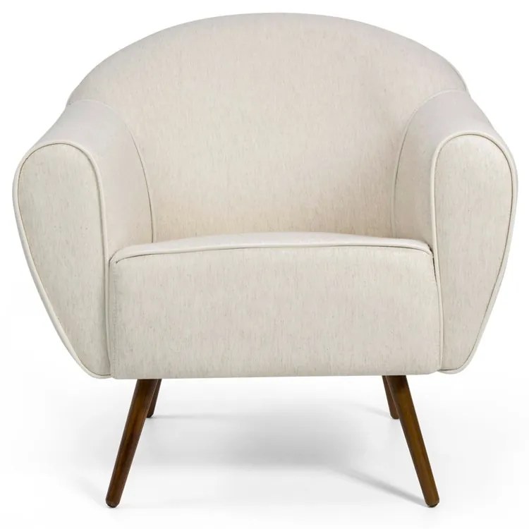 Poltrona Decorativa Nara Jacar Bege B-298 Pés Palito Madeira D07 - D'Rossi