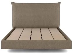 Cama Casal Flutuante Com Cabeceira 140cm Lyra S05 Linho Marrom - Mpoze
